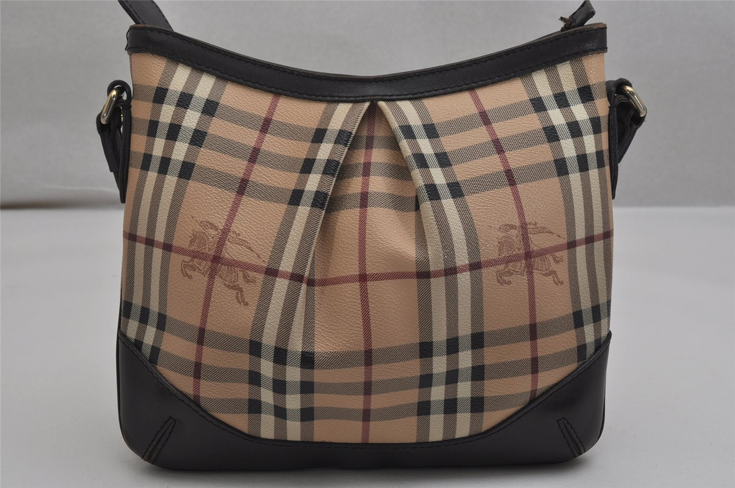 Authentic BURBERRY Nova Check Shoulder Cross Body Bag PVC Leather Beige 0223K