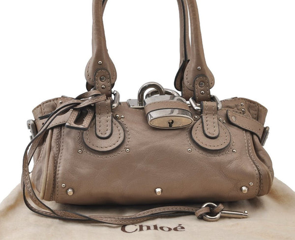 Authentic Chloe Vintage Mini Paddington Leather Hand Bag Purse Beige 0224J