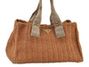 Authentic PRADA Vintage Straw Canvas 2Way Shoulder Tote Bag Brown 0225J