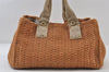 Authentic PRADA Vintage Straw Canvas 2Way Shoulder Tote Bag Brown 0225J