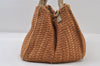 Authentic PRADA Vintage Straw Canvas 2Way Shoulder Tote Bag Brown 0225J