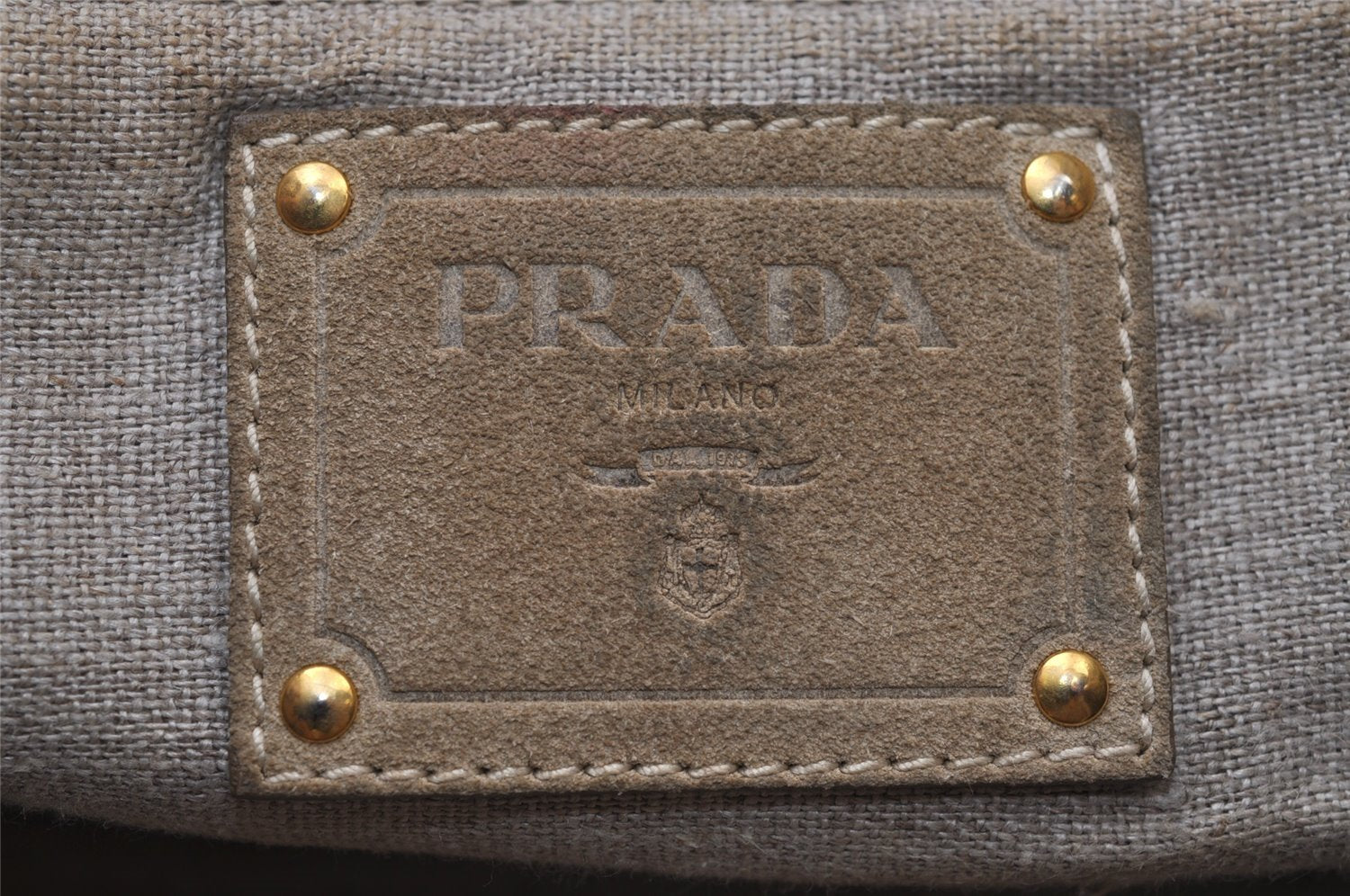 Authentic PRADA Vintage Straw Canvas 2Way Shoulder Tote Bag Brown 0225J