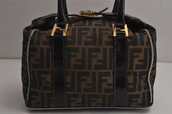 Authentic FENDI Vintage Zucca 2Way Shoulder Hand Bag Canvas Leather Brown 0225K