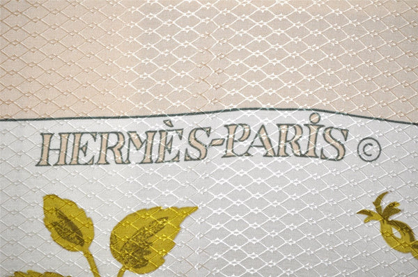 Authentic HERMES Carre 90 Scarf "ROMANTIQUE" Silk Beige 0226J