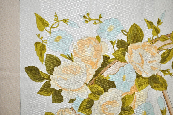 Authentic HERMES Carre 90 Scarf "ROMANTIQUE" Silk Beige 0226J