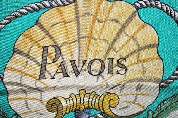 Authentic HERMES Carre 90 Vintage Scarf "PAVOIS" Silk Green 0229J