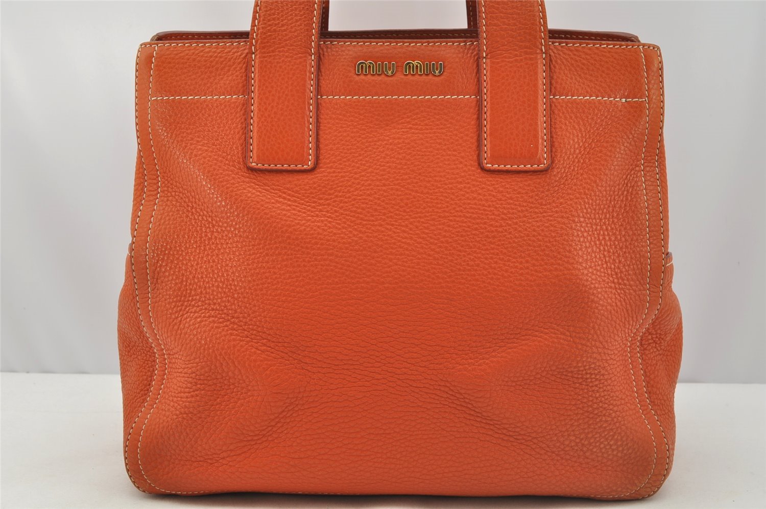 Authentic MIU MIU Vintage Leather 2Way Shoulder Hand Bag Purse Orange 0231J