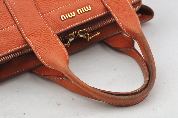 Authentic MIU MIU Vintage Leather 2Way Shoulder Hand Bag Purse Orange 0231J