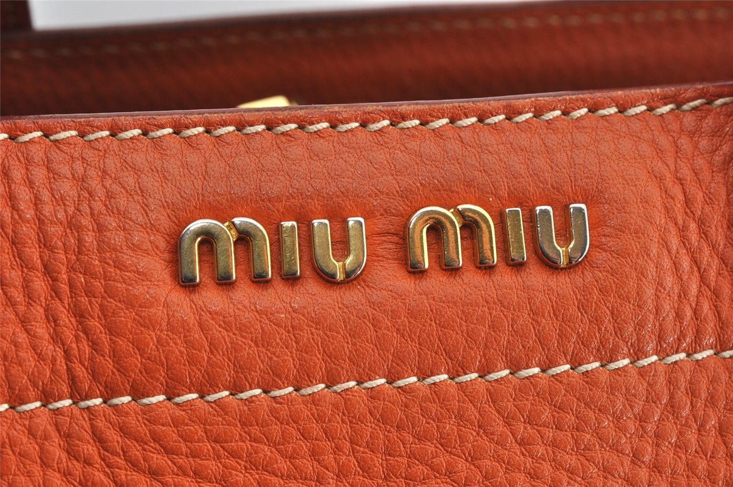 Authentic MIU MIU Vintage Leather 2Way Shoulder Hand Bag Purse Orange 0231J