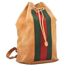 Authentic GUCCI Web Sherry Line Drawstring Backpack Leather Beige Junk 0233J