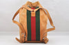 Authentic GUCCI Web Sherry Line Drawstring Backpack Leather Beige Junk 0233J