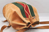 Authentic GUCCI Web Sherry Line Drawstring Backpack Leather Beige Junk 0233J