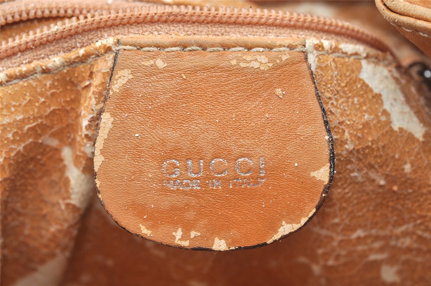 Authentic GUCCI Web Sherry Line Drawstring Backpack Leather Beige Junk 0233J
