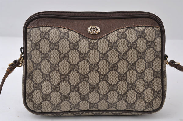 Authentic GUCCI Shoulder Cross Body Bag Purse GG PVC Leather Brown 0234J