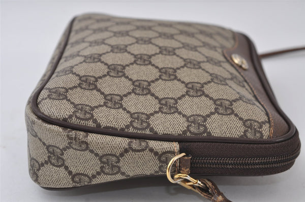Authentic GUCCI Shoulder Cross Body Bag Purse GG PVC Leather Brown 0234J