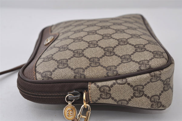 Authentic GUCCI Shoulder Cross Body Bag Purse GG PVC Leather Brown 0234J