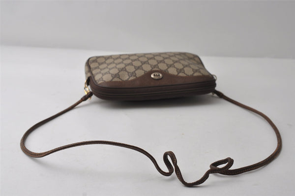Authentic GUCCI Shoulder Cross Body Bag Purse GG PVC Leather Brown 0234J