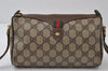 Authentic GUCCI Web Sherry Line Shoulder Cross Bag GG PVC Leather Brown 0235J