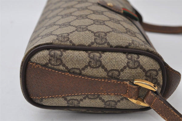 Authentic GUCCI Web Sherry Line Shoulder Cross Bag GG PVC Leather Brown 0235J