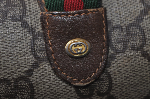 Authentic GUCCI Web Sherry Line Shoulder Cross Bag GG PVC Leather Brown 0235J