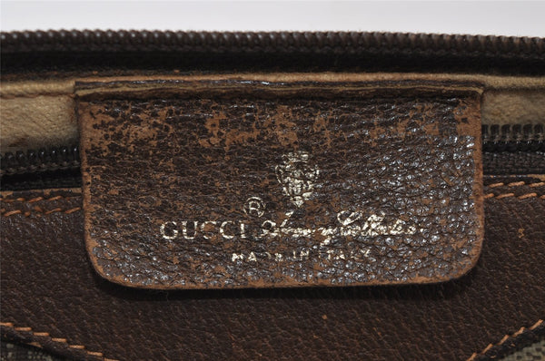 Authentic GUCCI Web Sherry Line Shoulder Cross Bag GG PVC Leather Brown 0235J
