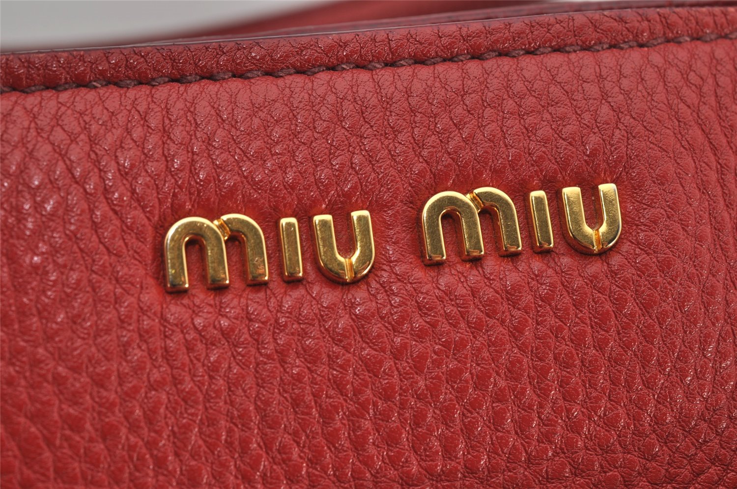 Authentic MIU MIU Vintage Leather Shoulder Tote Bag Red 0235K