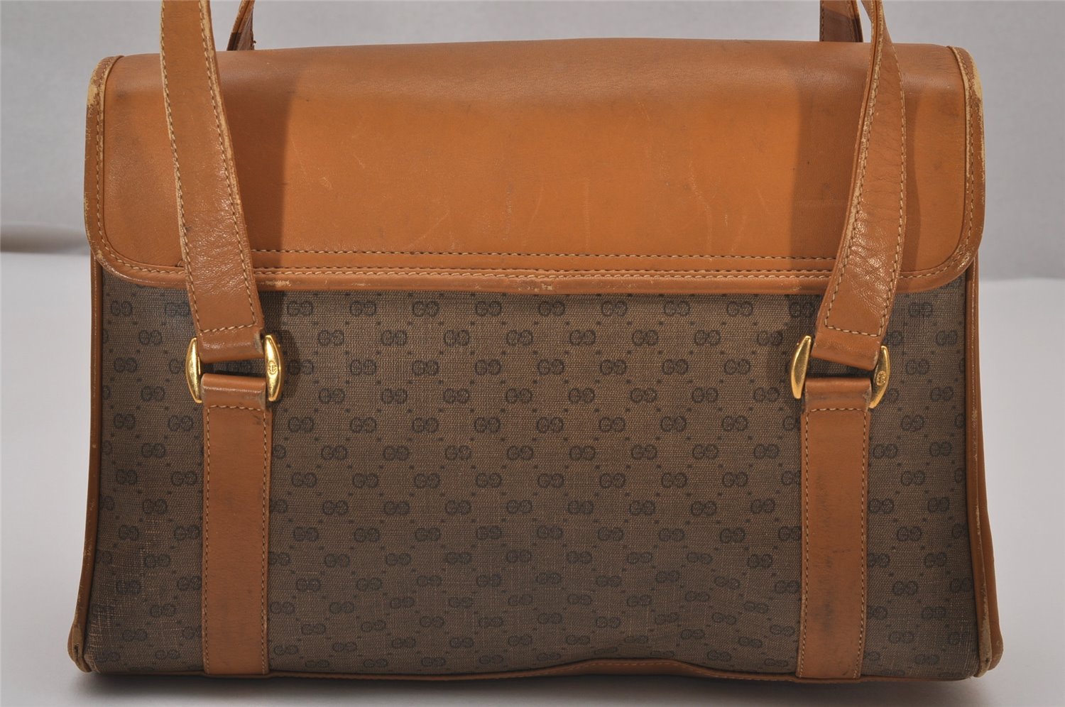 Authentic GUCCI Vintage Micro GG PVC Leather Shoulder Hand Bag Brown 0236J