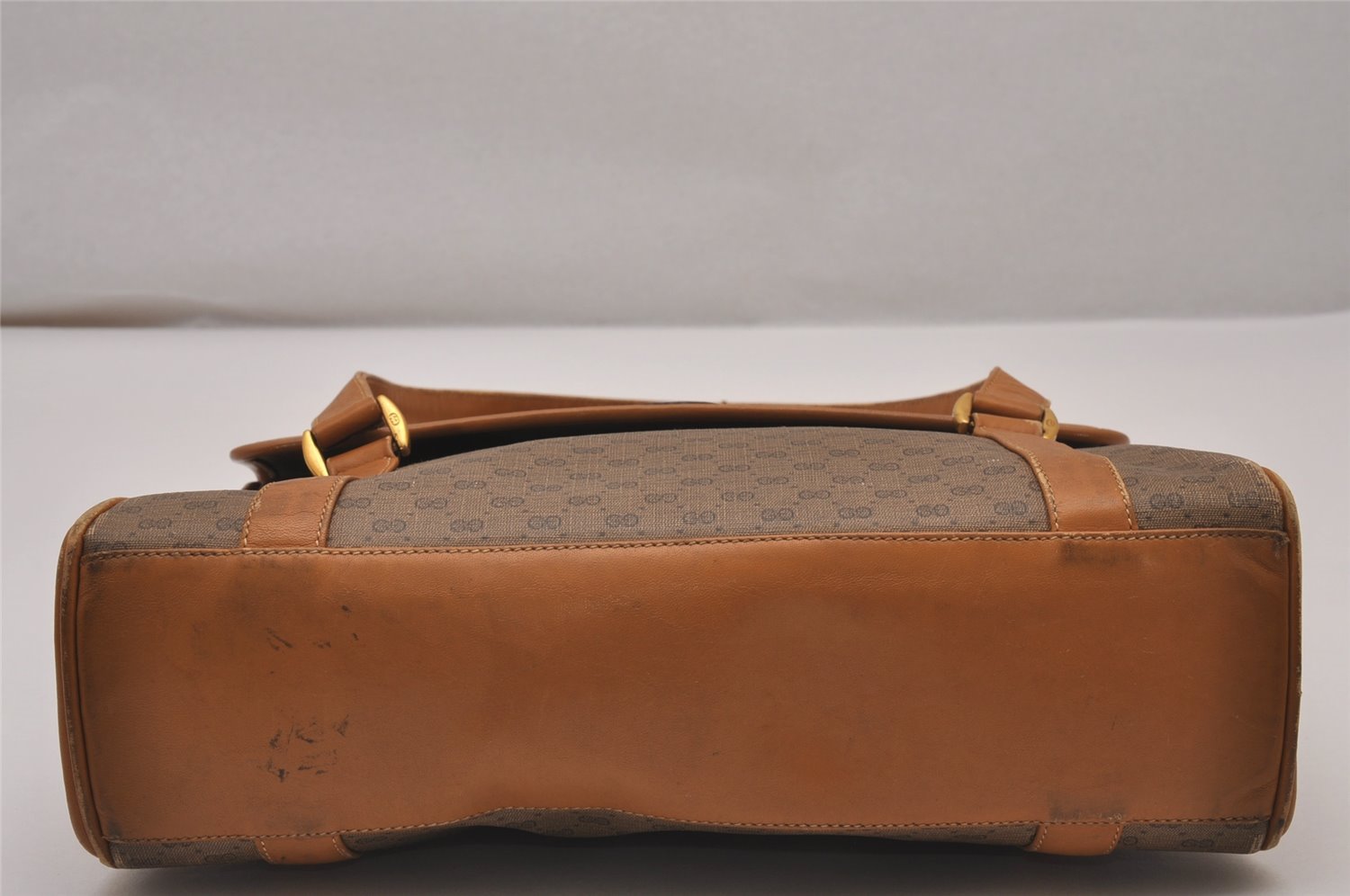 Authentic GUCCI Vintage Micro GG PVC Leather Shoulder Hand Bag Brown 0236J