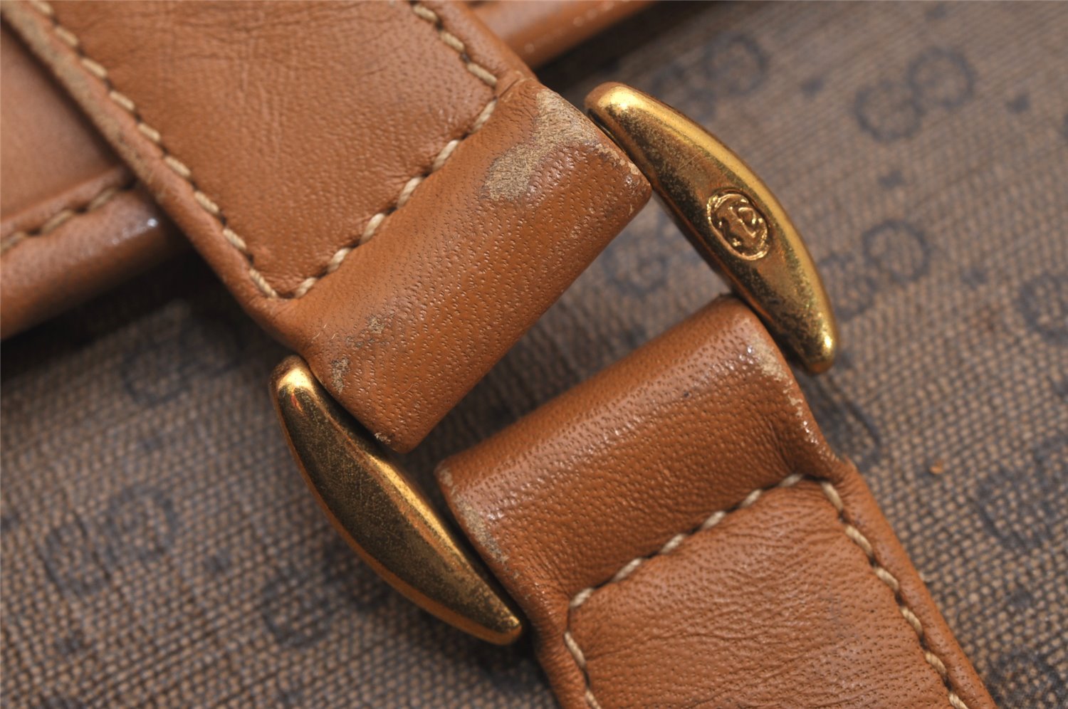 Authentic GUCCI Vintage Micro GG PVC Leather Shoulder Hand Bag Brown 0236J