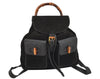 Authentic GUCCI Vintage Bamboo Drawstring Backpack Suede Leather Black 0241K