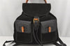 Authentic GUCCI Vintage Bamboo Drawstring Backpack Suede Leather Black 0241K