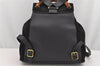 Authentic GUCCI Vintage Bamboo Drawstring Backpack Suede Leather Black 0241K
