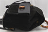 Authentic GUCCI Vintage Bamboo Drawstring Backpack Suede Leather Black 0241K