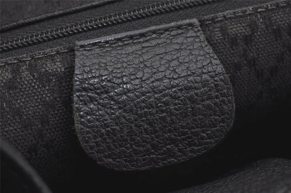 Authentic GUCCI Vintage Bamboo Drawstring Backpack Suede Leather Black 0241K