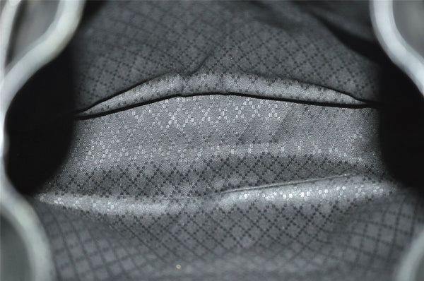 Authentic GUCCI Vintage Bamboo Drawstring Backpack Suede Leather Black 0241K