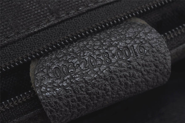 Authentic GUCCI Vintage Bamboo Drawstring Backpack Suede Leather Black 0241K