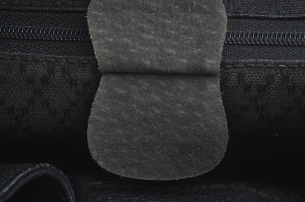 Authentic GUCCI Vintage Bamboo Drawstring Backpack Suede Leather Black 0241K