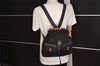 Authentic GUCCI Vintage Bamboo Drawstring Backpack Suede Leather Black 0241K