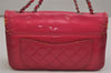 Authentic CHANEL Vintage Enamel Chain Shoulder Bag Purse CC Logo Pink 0242K