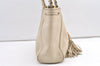 Authentic GUCCI Bamboo Shoulder Tote Drawstring Bag Leather 170582 White 0244K