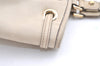Authentic GUCCI Bamboo Shoulder Tote Drawstring Bag Leather 170582 White 0244K