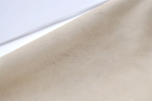 Authentic GUCCI Bamboo Shoulder Tote Drawstring Bag Leather 170582 White 0244K