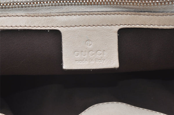 Authentic GUCCI Bamboo Shoulder Tote Drawstring Bag Leather 170582 White 0244K