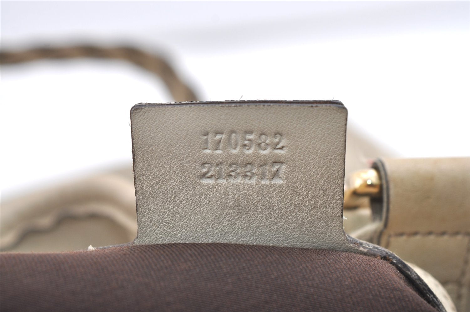 Authentic GUCCI Bamboo Shoulder Tote Drawstring Bag Leather 170582 White 0244K