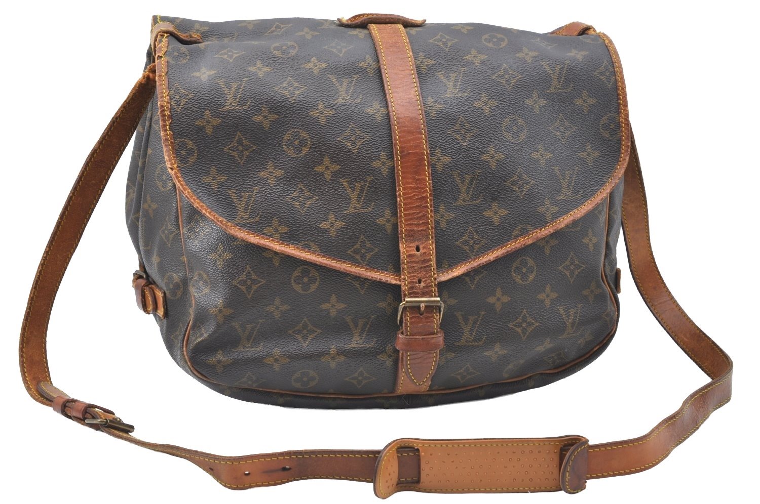 Authentic Louis Vuitton Monogram Saumur 35 Shoulder Cross Bag M42254 LV 0245H