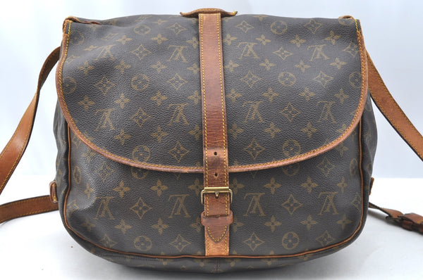 Authentic Louis Vuitton Monogram Saumur 35 Shoulder Cross Bag M42254 LV 0245H