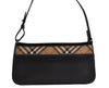 Authentic BURBERRY Nova Check Shoulder Hand Bag Purse Leather Black 0246K