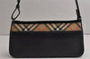 Authentic BURBERRY Nova Check Shoulder Hand Bag Purse Leather Black 0246K
