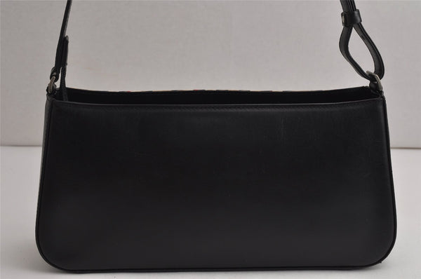 Authentic BURBERRY Nova Check Shoulder Hand Bag Purse Leather Black 0246K