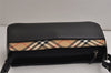 Authentic BURBERRY Nova Check Shoulder Hand Bag Purse Leather Black 0246K